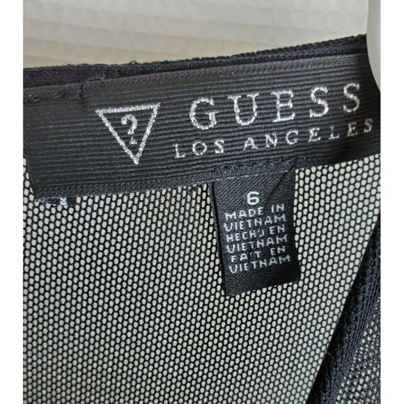 Guess Womens 6 Printed Illusion Trim Fit N Flare Dress Pink Black Sleeveless NWT - Picture 6 of 11